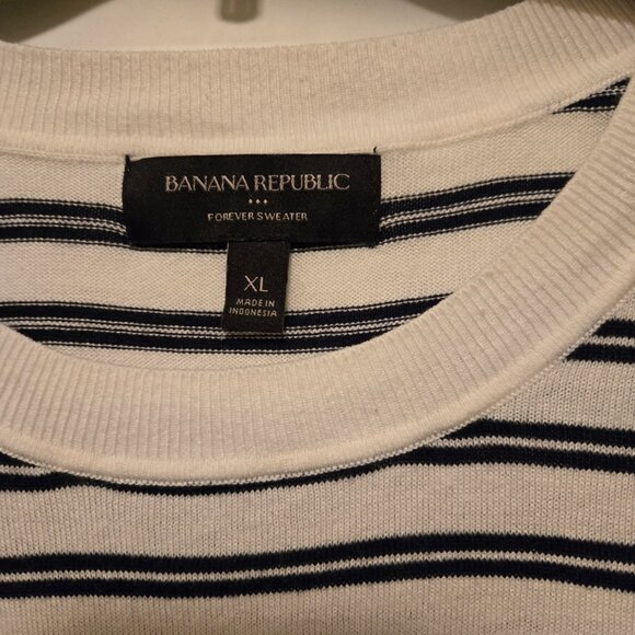 Men's Banana Republic black and white striped cotton/rayon sweater XL - Picture 2 of 3